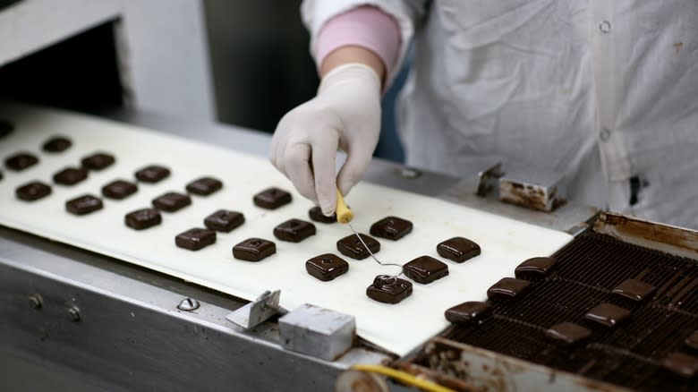 Choclates being hand made at Li-Lac