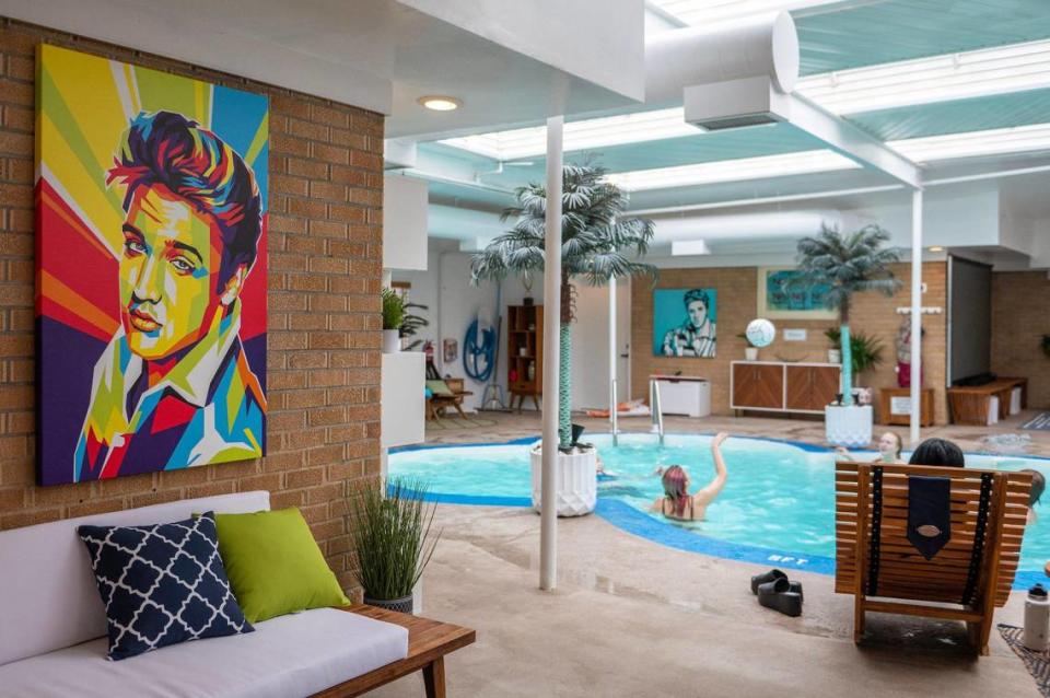 A new Airbnb in Independence pays homage to the king of rock ‘n’ roll, Elvis Presley. The centerpiece of the Elvis Retreat House, once a private residence, is an indoor, heated swimming pool shaped like a guitar.