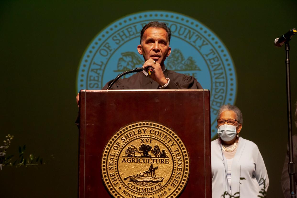 Tarik Sugarmon is sworn in as Shelby County Juvenile Court Judge amongst friends and family at Renasant Convention Center on Wednesday, August 31, 2022.