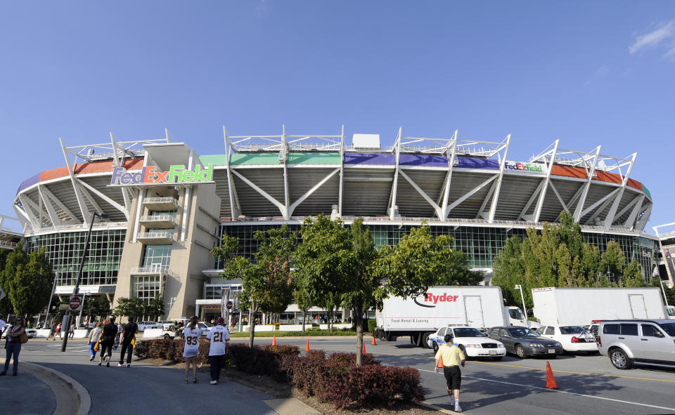 FedEx Field is photographed before an NFL preseason football game between the Pittsburgh Steelers and Washington Redskins in Landover, Md., on Friday, Aug. 12, 2011. (AP Photo/Nick Wass)