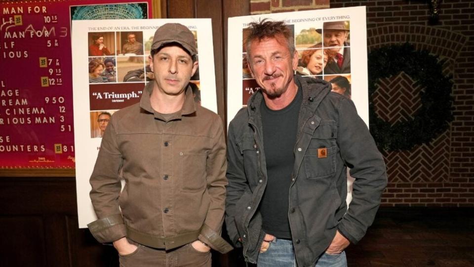 Jeremy Strong and Sean Penn attend the “Armageddon Time” New York Special Screening at The Roxy Hotel Cinema. (Kevin Mazur/Getty Images for Focus Features)