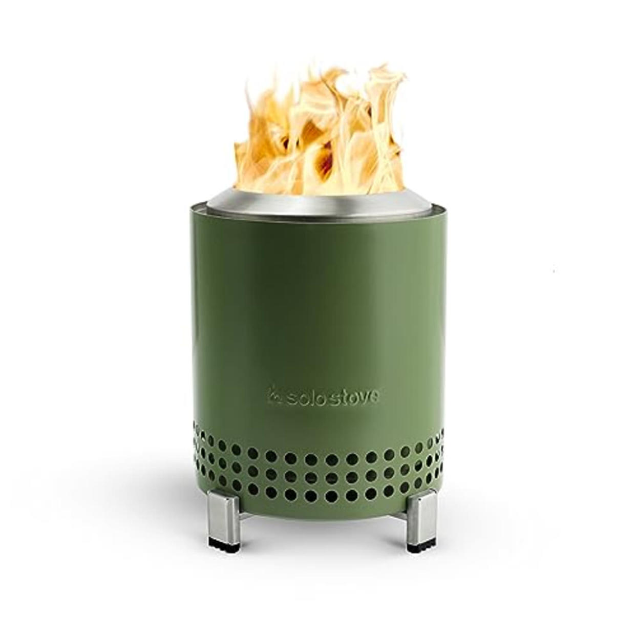 Solo Stove Mesa Tabletop Fire Pit with Stand | Low Smoke Outdoor Mini Fire for Urban & Suburbs | Fueled by Pellets or Wood, Stainless Steel, with Travel Bag, 6.9 x 5.1 in, 1.4lbs, Deep Olive (AMAZON)