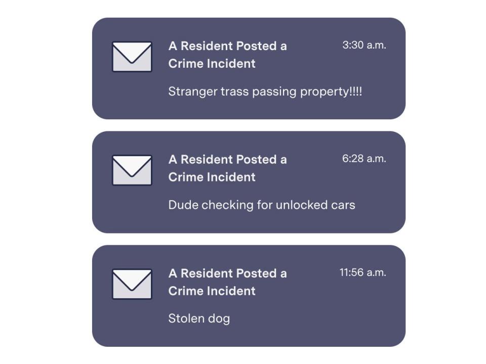 Neighbors text alerts sent to police