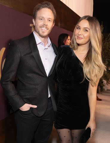 <p>Leon Bennett/Disney/Getty</p> Camilla Luddignton and Matthew Alan in 2024.