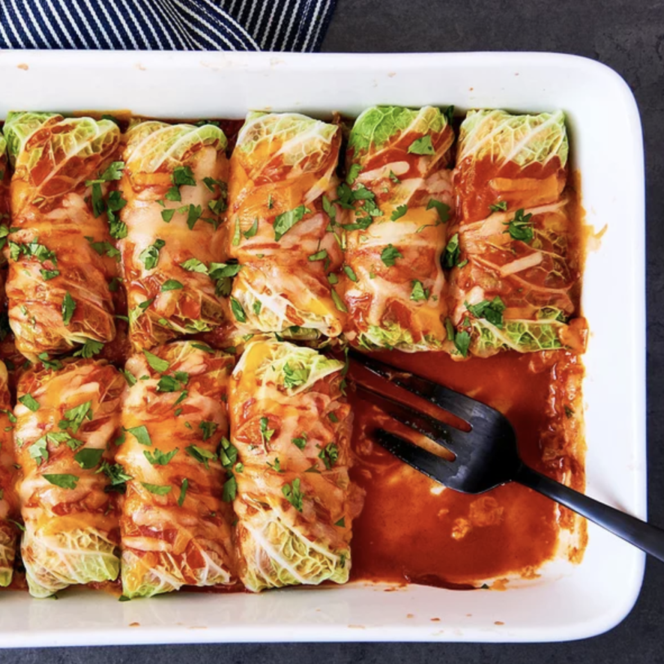 Cabbage Roll Chicken Enchiladas