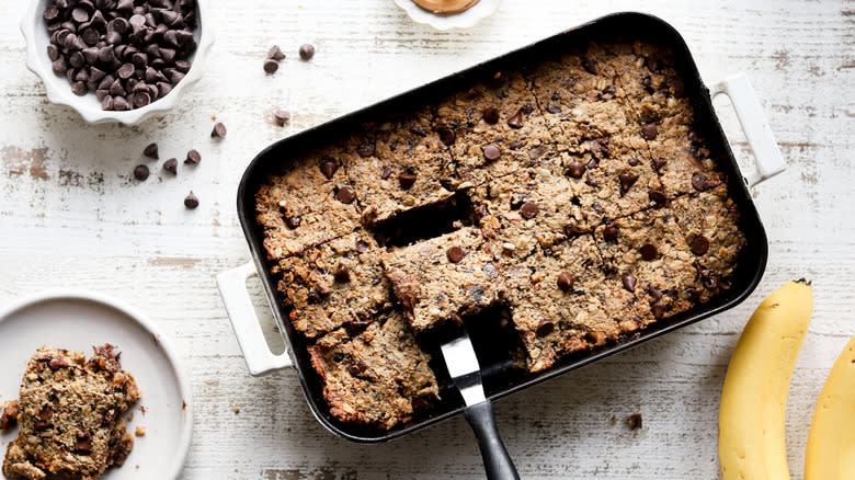 Tray of chocolate baked oatmeal