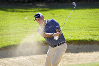 Stewart Cink hits out of the bunker on the first green during the third round of the Sony Open golf event, Saturday, Jan. 13, 2024, at Waialae Country Club in Honolulu. (AP Photo/Matt York)