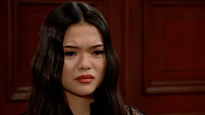 Luna (Lisa Yamada) looks worried on The Bold and the Beautiful