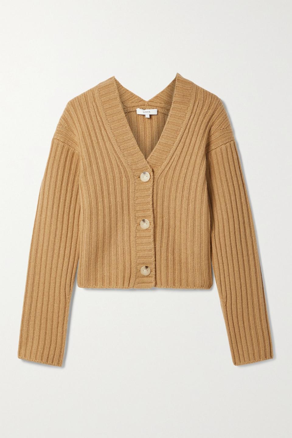 18) Cropped Ribbed Wool and Cashmere-Blend Cardigan