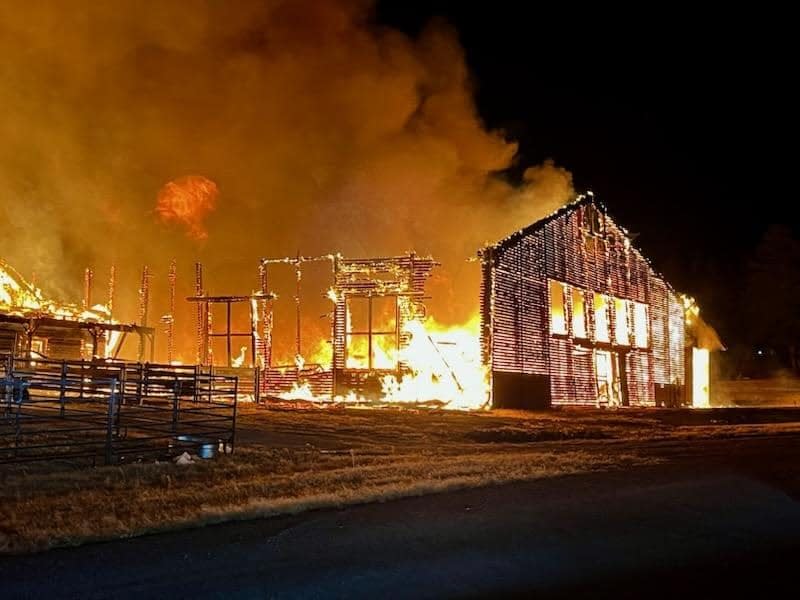 At least 10 horses were killed, and one person was taken to the hospital after a massive fire broke out in a large commercial barn southeast of the Denver metro area.