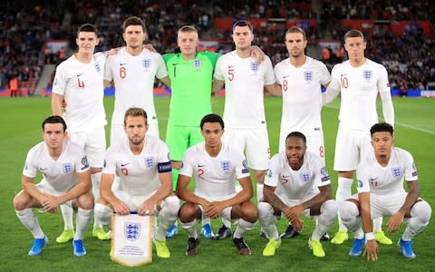 England's team versus Kosovo last month - Credit: PA