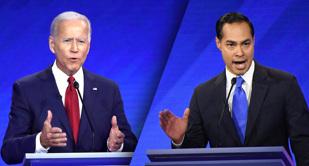 Joe Biden, left, and Julián Castro