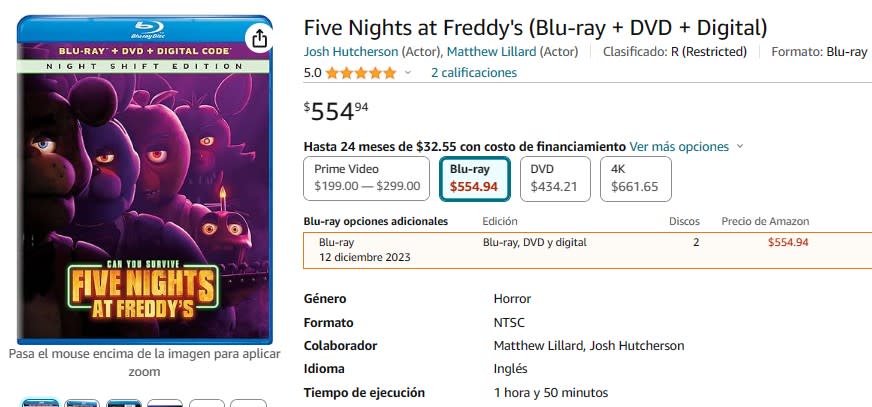 <em>Five Nights at Freddy's: La Película</em> también en edición Blu-ray y DVD