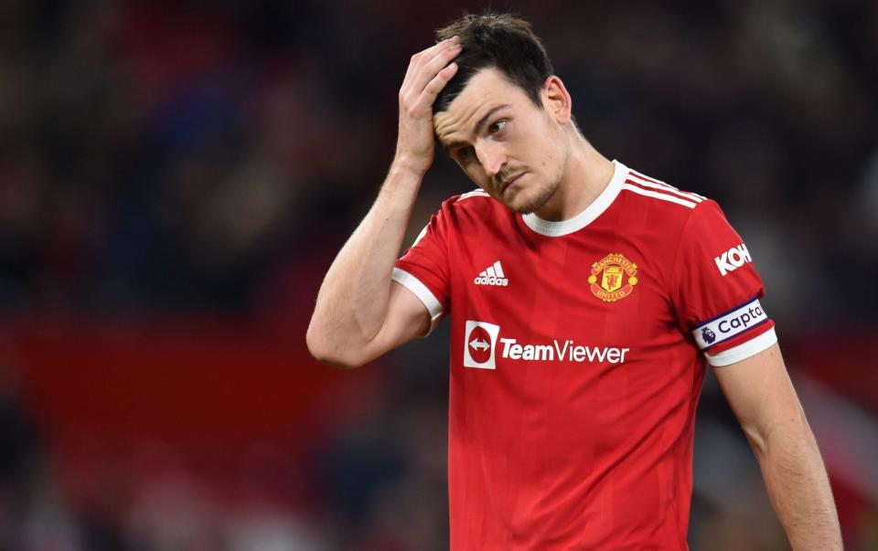 Manchester United's Harry Maguire reacts during the English Premier League soccer match between Manchester United and Liverpool FC in Manchester, Britain, 24 October 2021. - PETER POWELL/EPA-EFE/Shutterstock