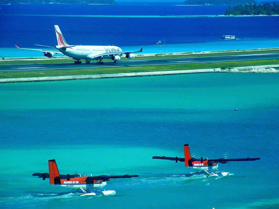 The runway juts out into the famously clear waters of the Maldives. What more could you ask for as a welcome (or departure)?