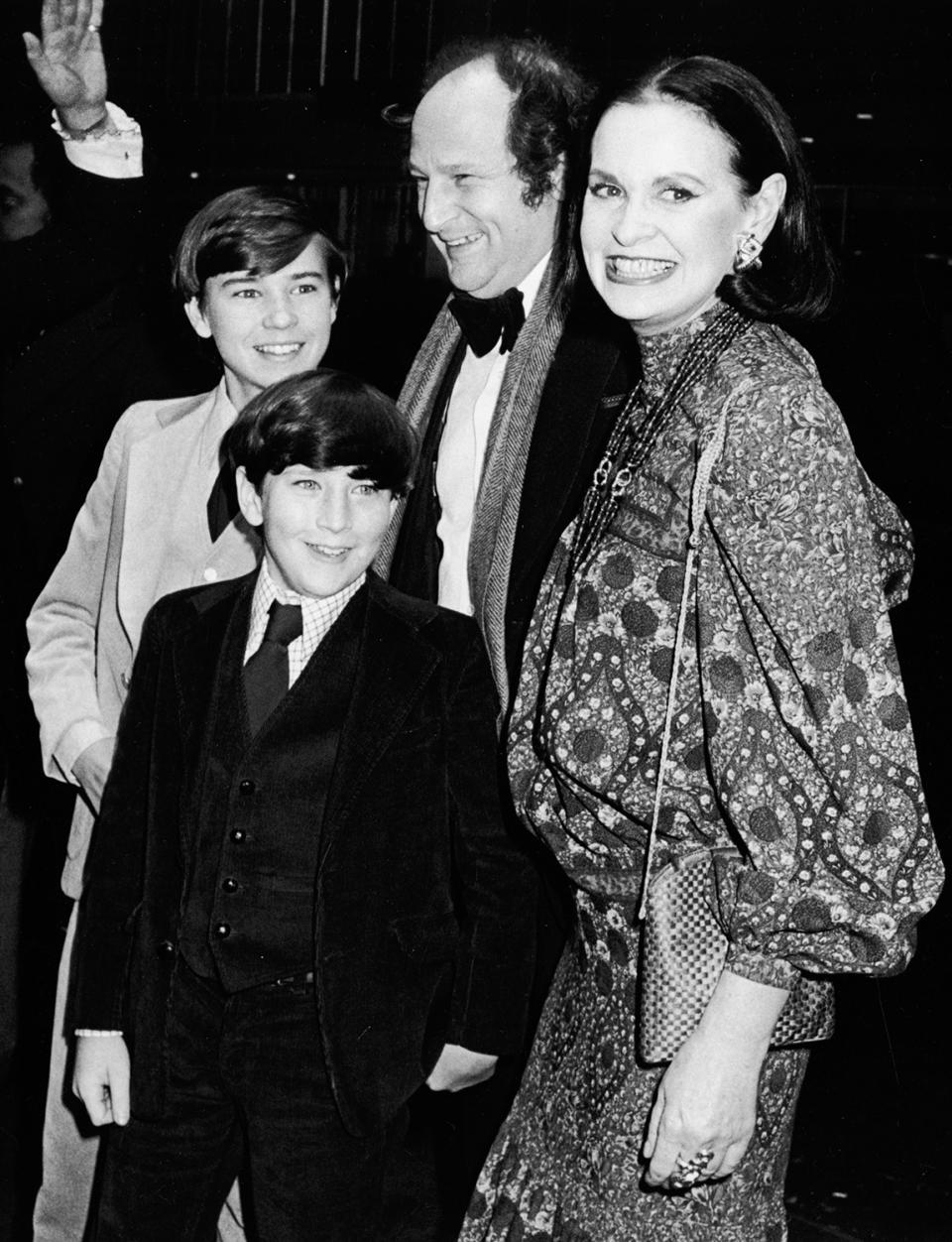 <p>Vanderbilt took her sons to the premiere of the film<em> Manhattan </em>in 1979. Look how dapper Anderson is in his little suit! </p>