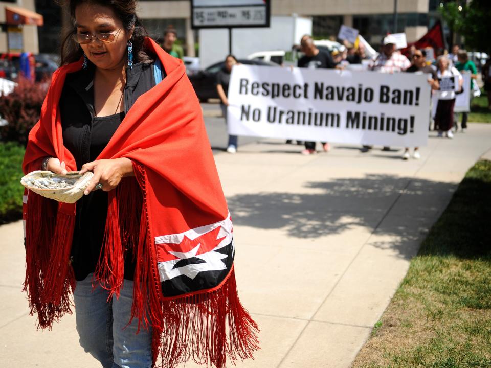 Indigenous community leaders gathered to protest the Uranium Recovery Conference in 2010.