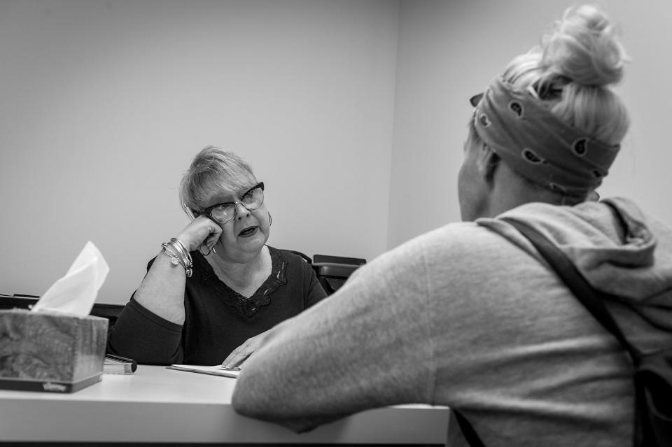 <p>An opiod addicts receive counseling at Groups in Middletown, Ohio. (Photograph by Mary F. Calvert for Yahoo News) </p>