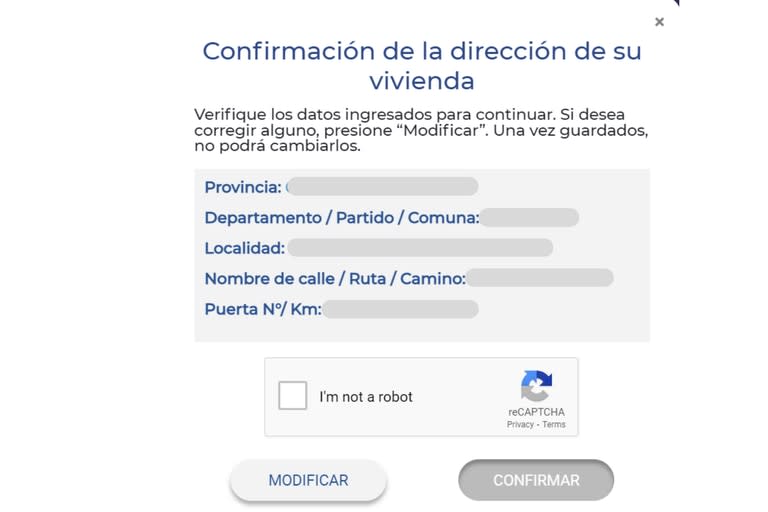 En el momento de registrarse, los usuarios tendrán que confirmar los datos ingresados en el sistema