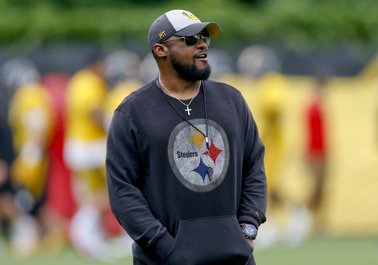 Not sweating it: Pittsburgh Steelers coach Mike Tomlin said he hasn’t given ‘one iota’ of thought to Le’Veon Bell’s future with the team. (AP)