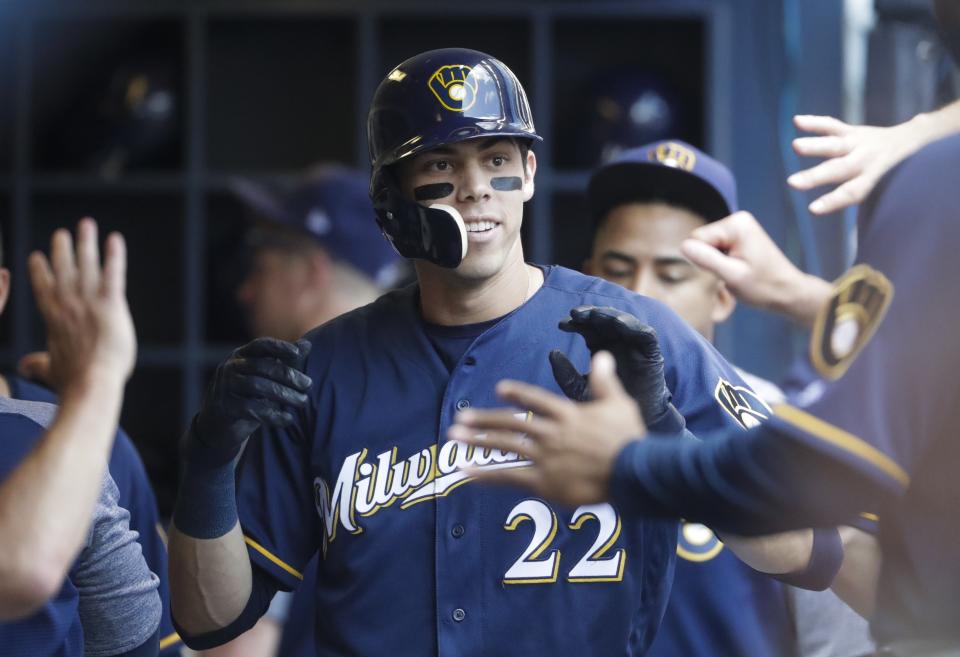 Milwaukee Brewers’ Christian Yelich (AP Photo/Morry Gash)