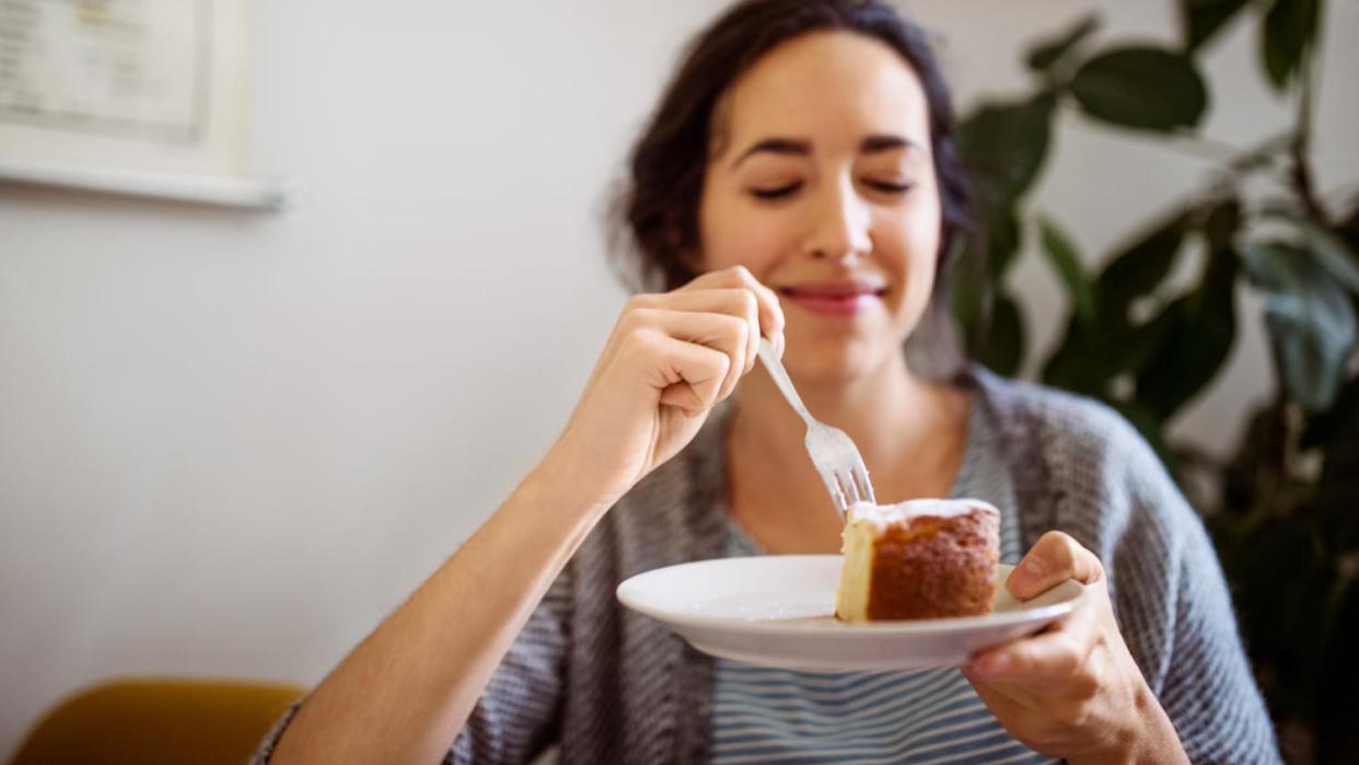 Woman having breakfast