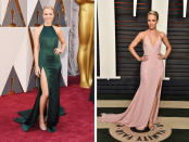 <p>Not only did her film, <i>Spotlight</i>, win big during the Academy Awards taking home the Oscar for Best Picture, but Rachel McAdams was a high note in the fashion department as well. Not only did she deliver on the red carpet in an emerald greens silk slip dress with a high leg slit, she continued her sartorial slaying at the Vanity Fair Oscar Party in a light pink gown. </p><p><i>(Photos: Getty Images)</i></p>
