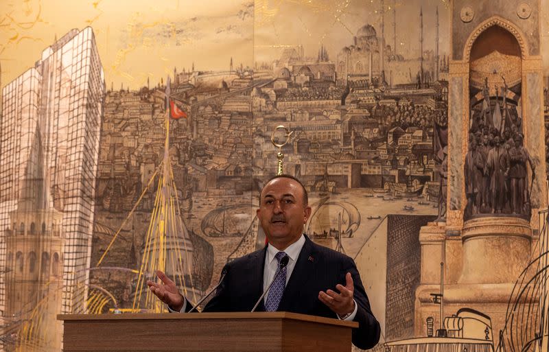 Turkish Foreign Minister Mevlut Cavusoglu meets with Polish Foreign Minister Zbigniew Rau and Romanian Foreign Minister Bogdan Aurescu in Istanbul