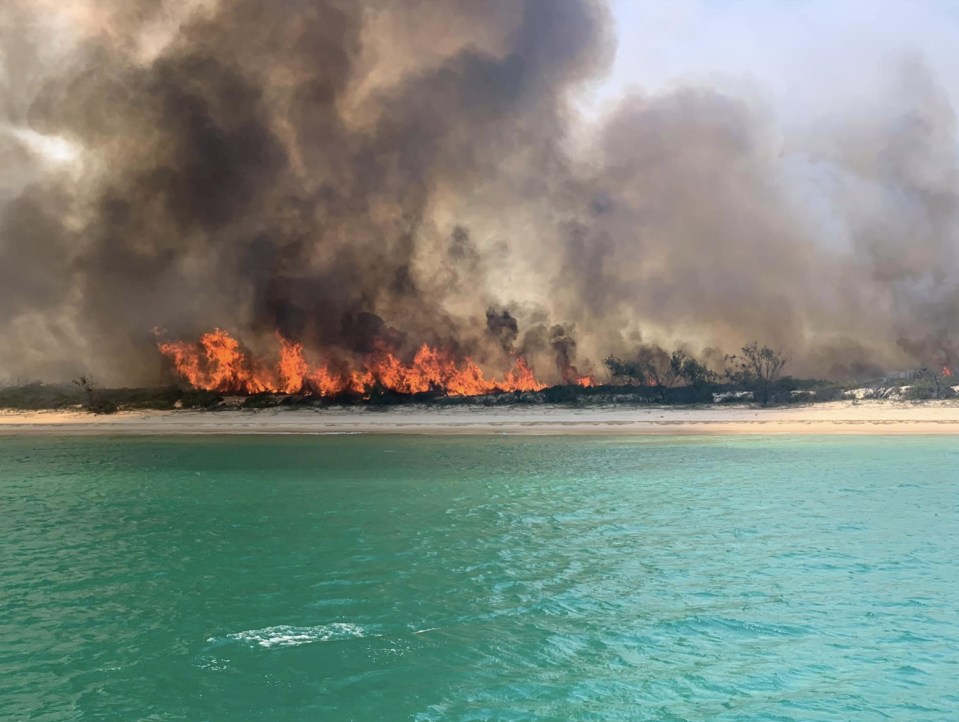 The bushfire on Fraser Island burning on November 4. Source: Facebook