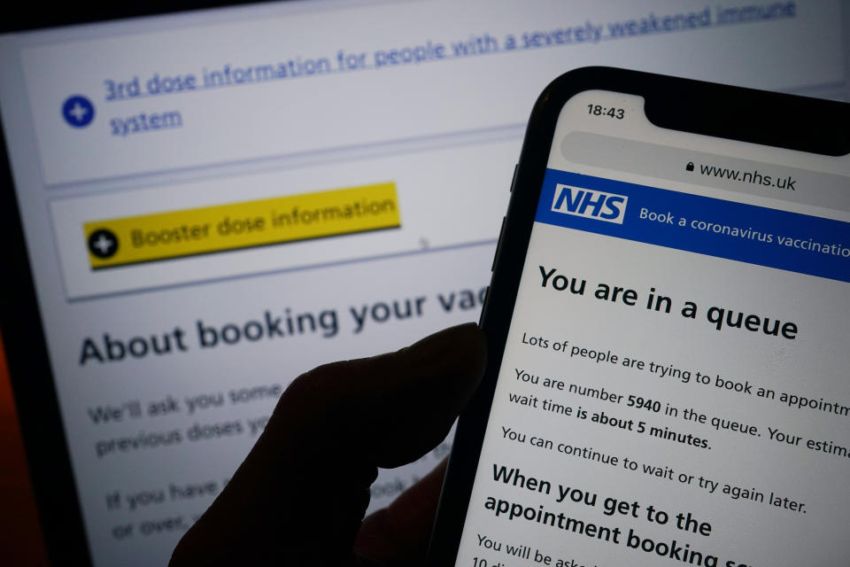 People can book a COVID booster via the NHS website. (PA)