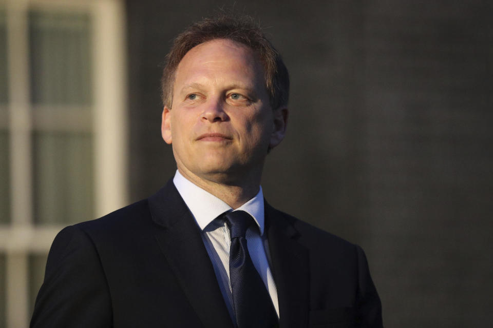 Newly installed Transport Secretary Grant Shapps leaves Downing Street, London, after meeting the new Prime Minister Boris Johnson, Wednesday, July 24, 2019. (Jonathan Brady/PA via AP)