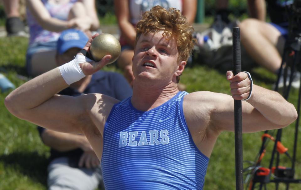 Berlin's Caiden Hooks placed second in the seated shot put at the state track and field meet.