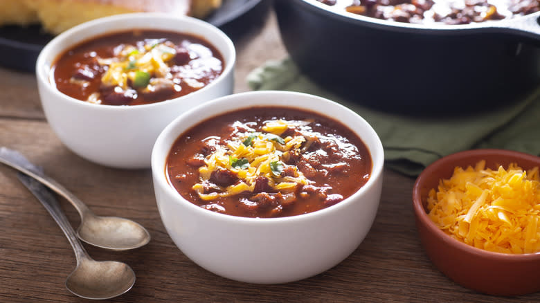 chili in bowls