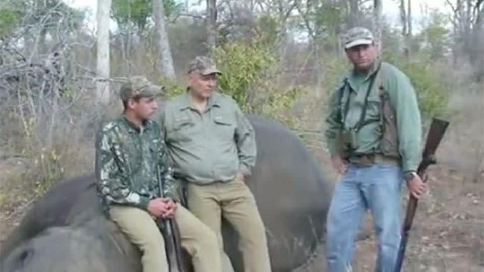 Theunis Botha, 51, had just fatally wounded a female elephant before he and his hunting mates were set upon in Gwai, Zimbabwe. Source: Facebook