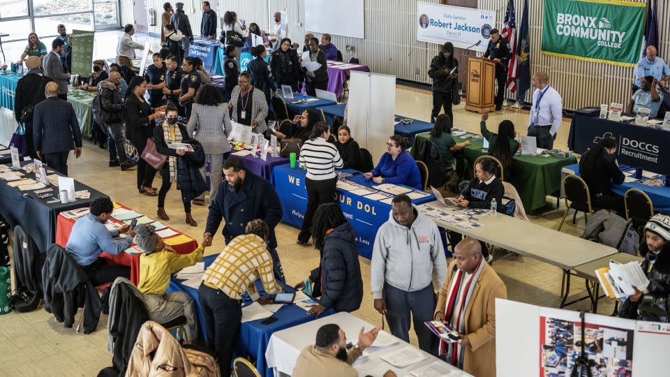 Jobseekers attend a career fair at Bronx Community College in the Bronx borough of New York City on December 19, 2023. - Victor J. Blue/Bloomberg/Getty Images