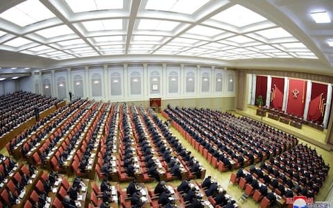 A plenary session of North Korea's leadership is still underway - Credit: KCNA/Reuters