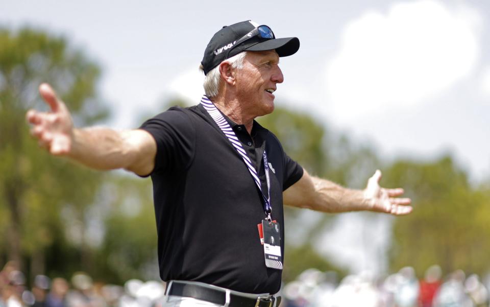 LIV Golf CEO Greg Norman looks on during day three of the LIV Golf Invitational - Orlando at The Orange County National on April 02, 2023 in Orlando, Florida - Getty Images/Mike Ehrmann