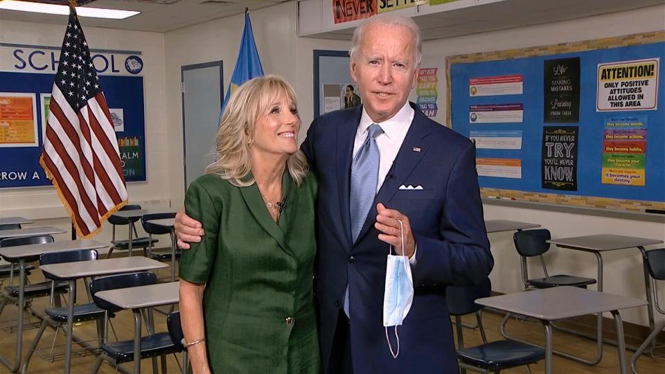 Jill and Joe Biden on Aug. 18, 2020.