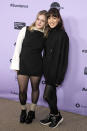 Maisy Stella, left, and Aubrey Plaza attend the premiere of "My Old Ass" at the Eccles Theatre during the Sundance Film Festival on Saturday, Jan. 20, 2024, in Park City, Utah. (Photo by Charles Sykes/Invision/AP)