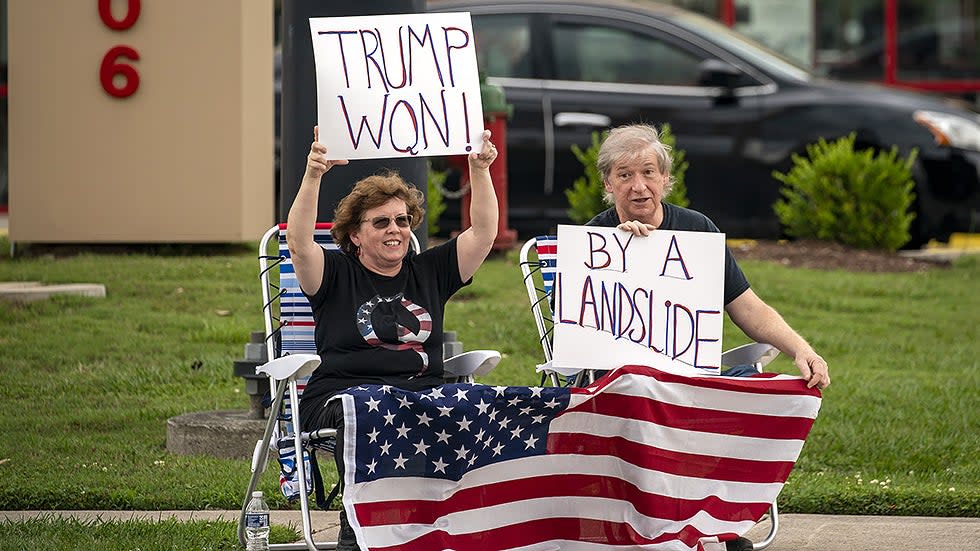 Supporters of former President Trump are seen the North Carolina Republican Party Convention on June 5