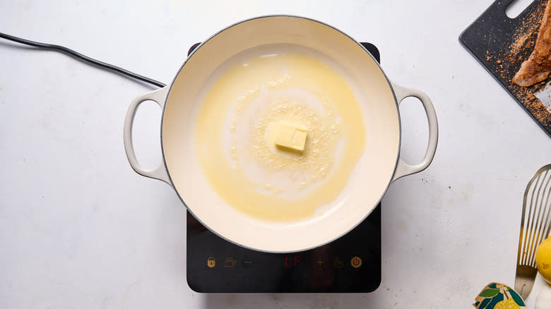 melting butter in skillet