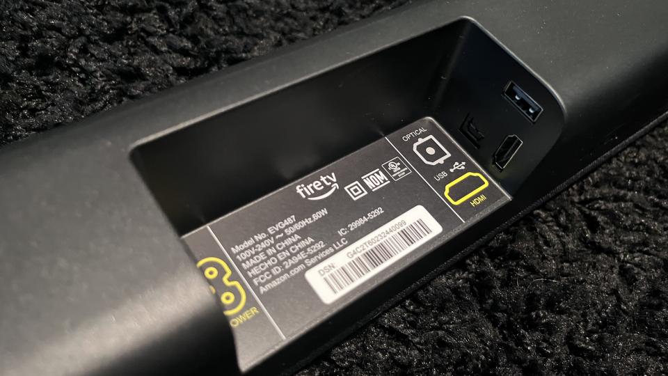 Amazon Fire TV Soundbar back panel inputs