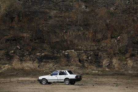 A vehicle rigged with explosives is seen before being blown up during a course on blast scene investigation near Hua Hin, Thailand January 18, 2016. REUTERS/Jorge Silva