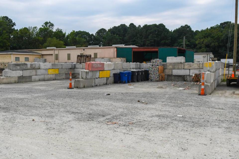 Areas blocked off with concrete blocks will be filled with recyclables from Hilton Head Island and Beaufort County Convenience Centers as the company ramps up production as photographed on July 12, 2024 at i2recycle located in the Hardeeville Industrial Park in Hardeeville, S.C.