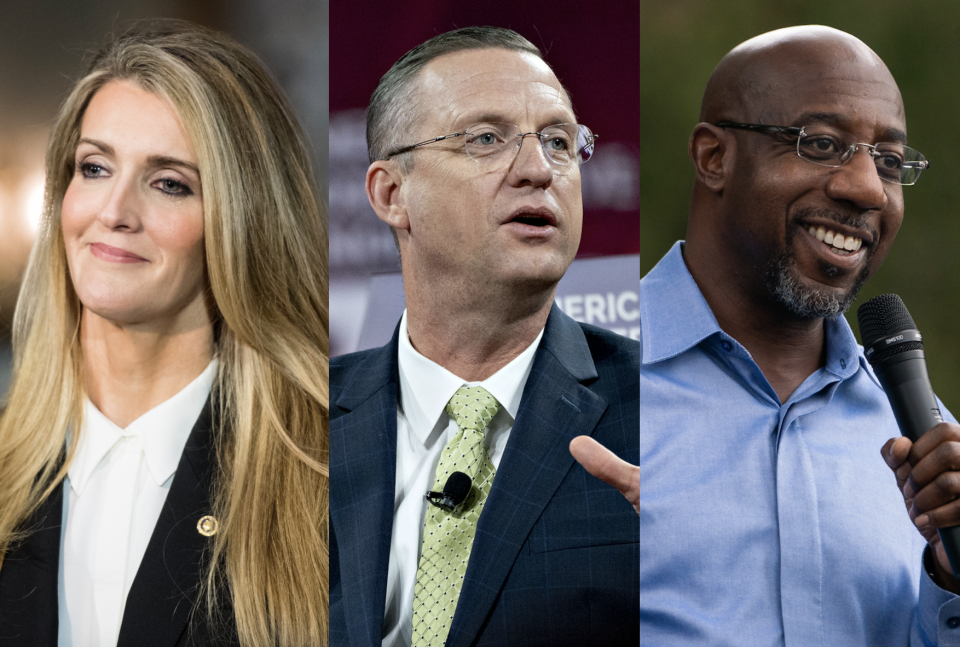 Georgia Sen. Kelly Loeffler (R); Rep. Doug Collins (R); Rev. Raphael Warnock / Credit: Getty Images