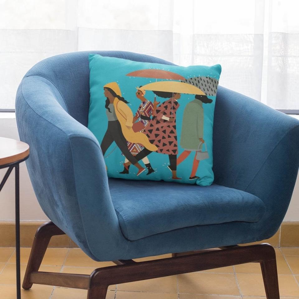 Give your lonely sofa a conversation-starting centerpiece. Rainy day or not, you'll love to see this sitting there. <br /><br />BTW &mdash; This Black- and woman-owned small business is based in Houston, Texas. The shop has some amazing decorative pillows!<br /><br /><strong>Get it from <a href="https://www.awin1.com/cread.php?awinmid=6220&amp;awinaffid=837483&amp;clickref=HPHomeMagazine-609acebfe4b099ba752f64c2-&amp;ued=https%3A%2F%2Fwww.etsy.com%2Fshop%2Fthetrinigee" target="_blank" rel="nofollow noopener noreferrer" data-skimlinks-tracking="5854435" data-vars-affiliate="AWIN" data-vars-campaign="SHOPMagazineHomeMower2-2-2021--5854435-" data-vars-href="https://www.awin1.com/cread.php?awinmid=6220&amp;awinaffid=304459&amp;clickref=SHOPMagazineHomeMower2-2-2021--5854435-&amp;ued=https%3A%2F%2Fwww.etsy.com%2Fshop%2Fthetrinigee" data-vars-link-id="16331379" data-vars-price="" data-vars-product-id="20945930" data-vars-product-img="" data-vars-product-title="" data-vars-retailers="etsy" data-ml-dynamic="true" data-ml-dynamic-type="sl" data-orig-url="https://www.awin1.com/cread.php?awinmid=6220&amp;awinaffid=304459&amp;clickref=SHOPMagazineHomeMower2-2-2021--5854435-&amp;ued=https%3A%2F%2Fwww.etsy.com%2Fshop%2Fthetrinigee" data-ml-id="24">The Trini Gee</a> on Etsy for <a href="https://www.awin1.com/cread.php?awinmid=6220&amp;awinaffid=837483&amp;clickref=HPHomeMagazine-609acebfe4b099ba752f64c2-&amp;ued=https%3A%2F%2Fwww.etsy.com%2Flisting%2F931767957%2Frainy-day-pillow-black-women-art-african" target="_blank" rel="nofollow noopener noreferrer" data-skimlinks-tracking="5854435" data-vars-affiliate="AWIN" data-vars-campaign="SHOPMagazineHomeMower2-2-2021--5854435-" data-vars-href="https://www.awin1.com/cread.php?awinmid=6220&amp;awinaffid=304459&amp;clickref=SHOPMagazineHomeMower2-2-2021--5854435-&amp;ued=https%3A%2F%2Fwww.etsy.com%2Flisting%2F931767957%2Frainy-day-pillow-black-women-art-african" data-vars-link-id="16331377" data-vars-price="" data-vars-product-id="20945822" data-vars-product-img="https://i.etsystatic.com/16392738/r/il/43f432/2805177306/il_1588xN.2805177306_cprm.jpg" data-vars-product-title="Rainy Day Pillow - Black Women Art - African American Pillows - Gift for Black - Brown Girls" data-vars-retailers="etsy" data-ml-dynamic="true" data-ml-dynamic-type="sl" data-orig-url="https://www.awin1.com/cread.php?awinmid=6220&amp;awinaffid=304459&amp;clickref=SHOPMagazineHomeMower2-2-2021--5854435-&amp;ued=https%3A%2F%2Fwww.etsy.com%2Flisting%2F931767957%2Frainy-day-pillow-black-women-art-african" data-ml-id="25">$36.90+</a> (available in four sizes).</strong>
