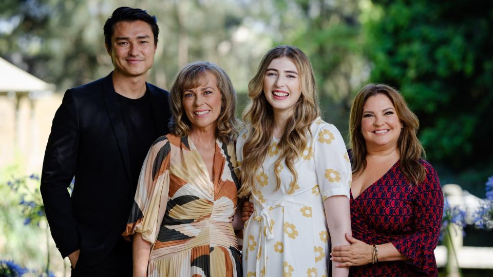 Tim Kano, Annie Jones, Georgie Stone & Rebekah Elmaloglou standing in a line, smiling.