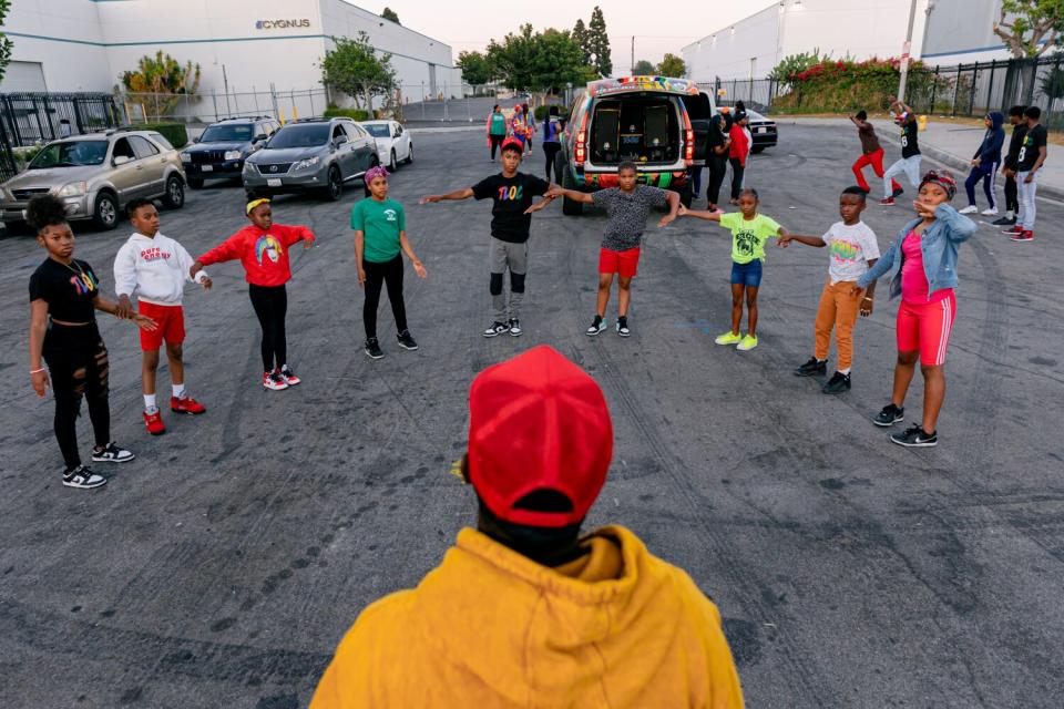 Roc'co the Clown leads a practice with The League of Clowns.