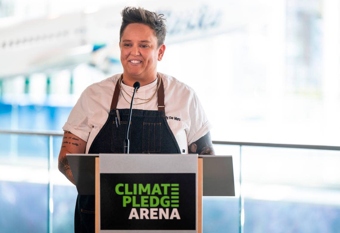 One Delaware North executive chef Molly de Mers said that developing the culinary program at Climate Pledge Arena is “one of the hardest projects that I’ve ever been a part of.”