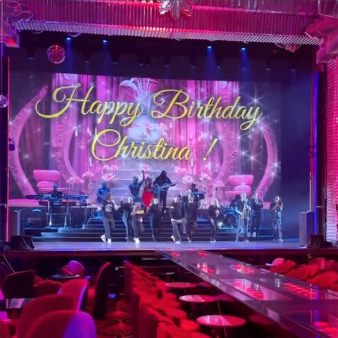 <p>Christina Aguilera/Instagram</p> Christina Aguilera is sung 'Happy Birthday' during her 43rd birthday celebrations, as posted on her Instagram Friday